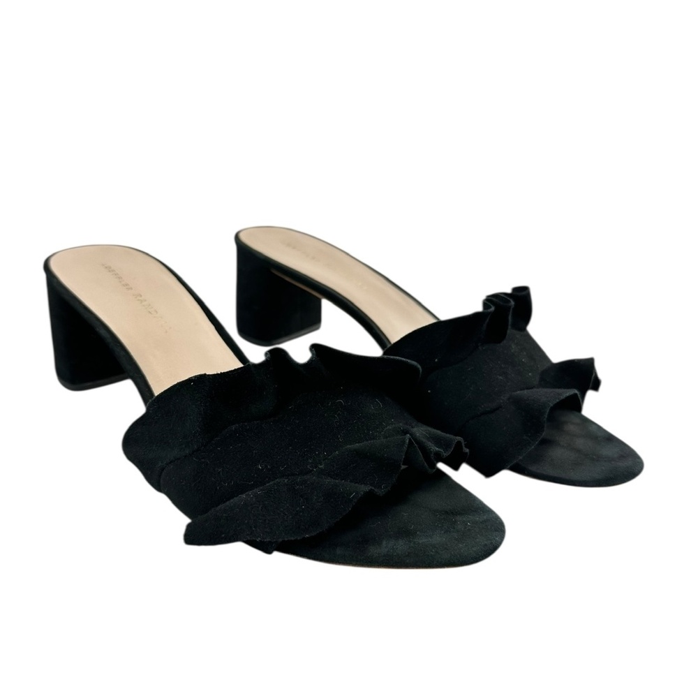 Genuine LOEFFLER RANDALL Black Suede Leather sandal With Block Heel Size 9.5 B